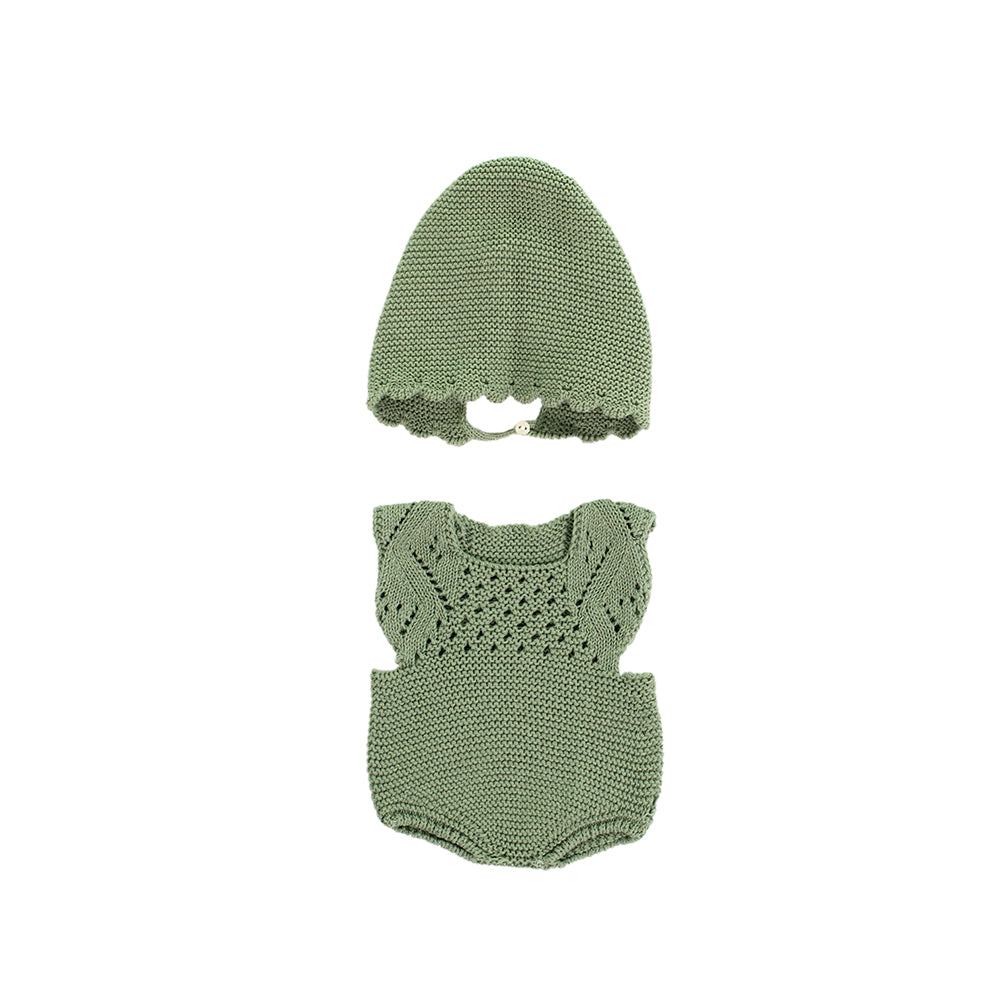 Knitted Doll Outfit 15 3/4'' – Romper & Bonnet