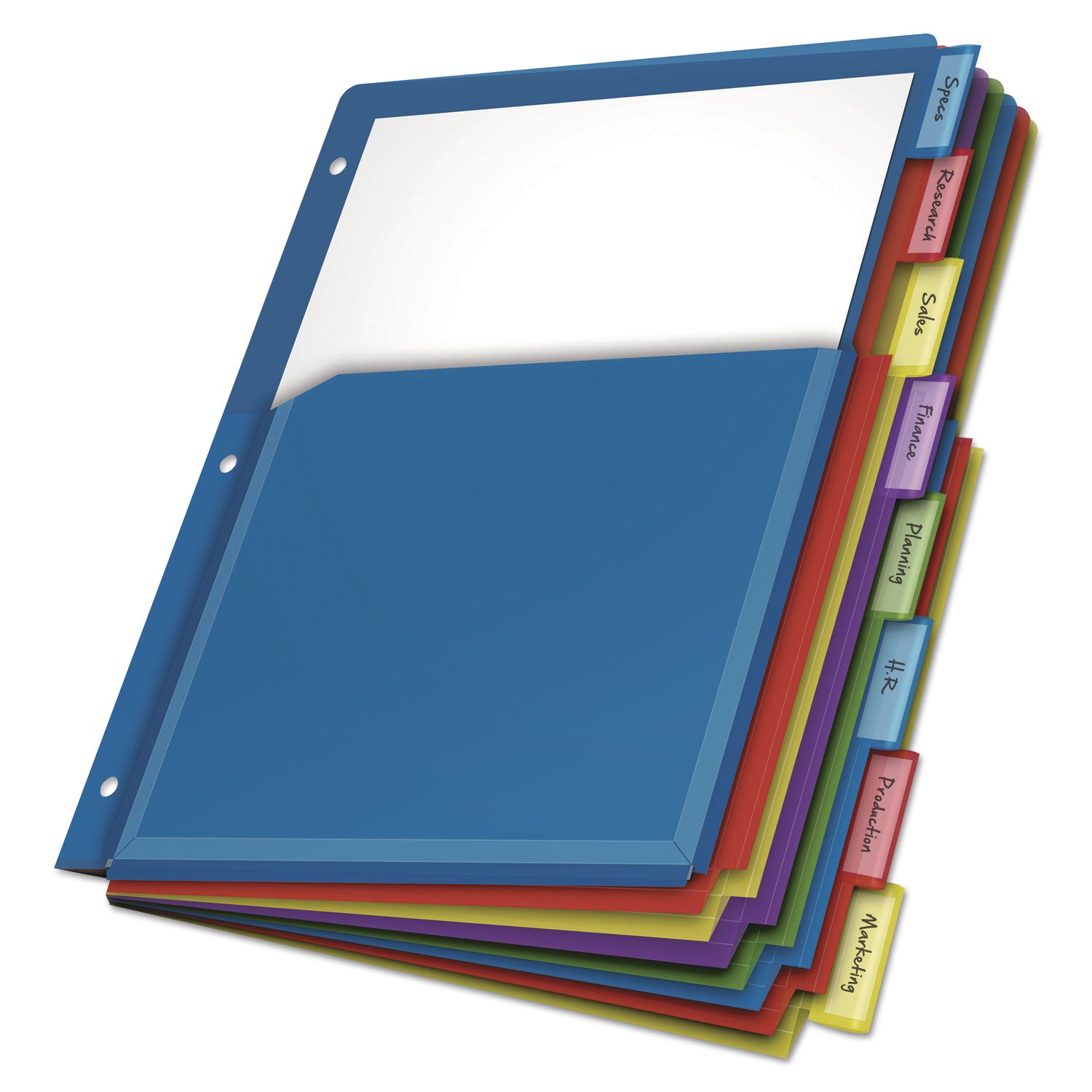 Cardinal Expanding Pocket Poly Divider, 8 Dividers, 8 Multicolor Tabs, Letter Size, 3-Hole Punched, Assorted Polyethylene, 1 Set