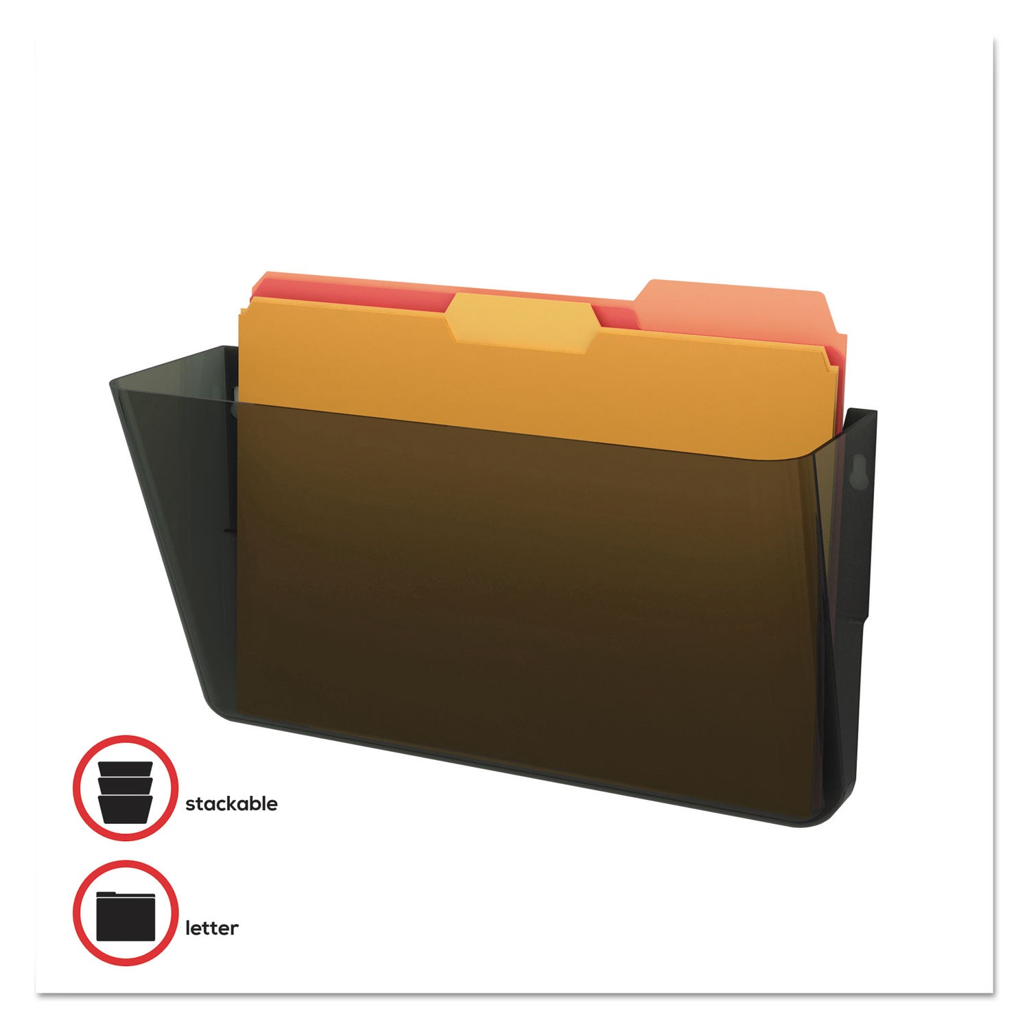 Deflecto EZ Link Stackable DocuPocket - 1 Compartment(s) - 7" Height x 13" Width x 4" Depth - Stackable - Smoke - 1 Each