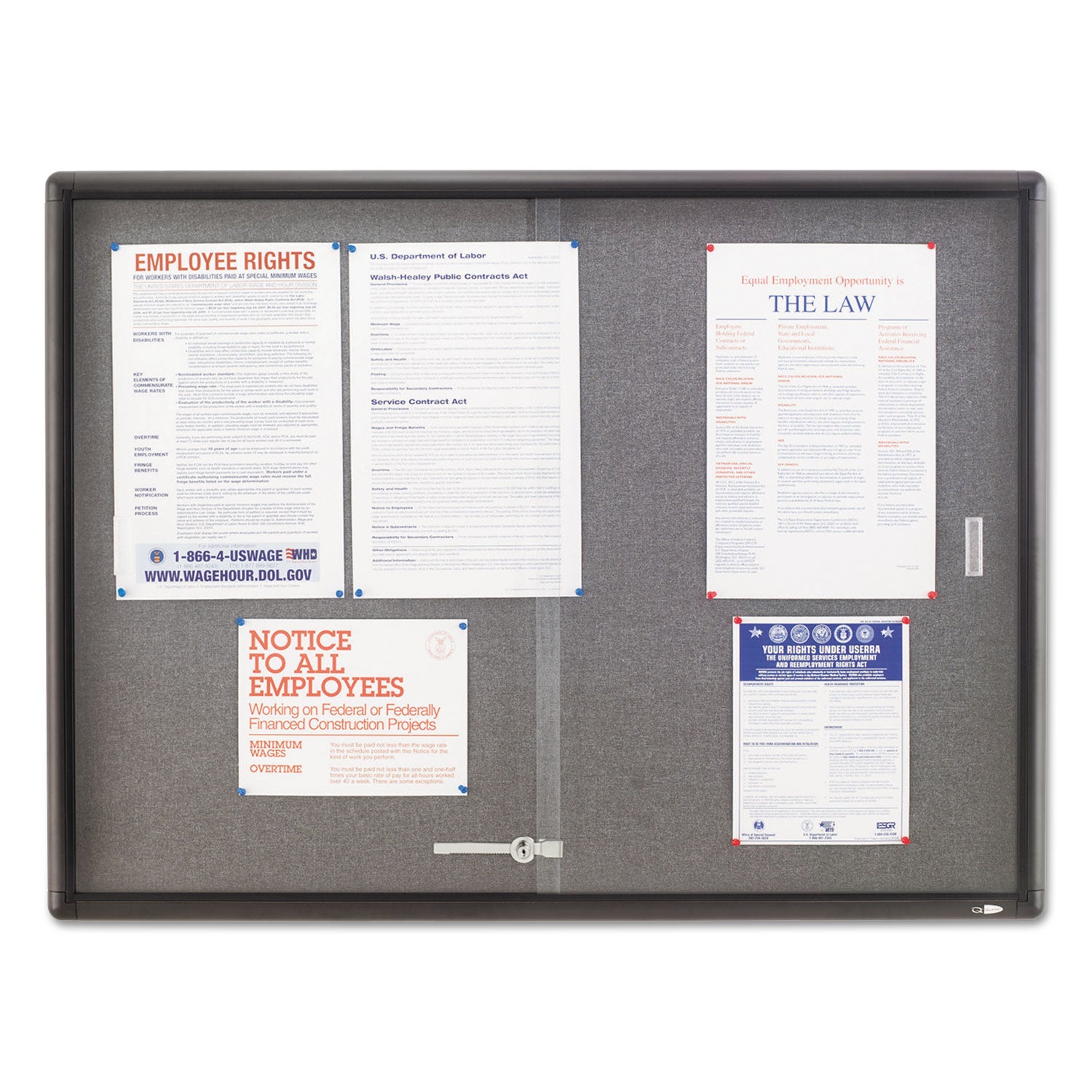Quartet Enclosed Bulletin Board - 36" Board Height x 48" Board Width - Gray Fabric Surface - Self-healing - Graphite Frame - 1 Each