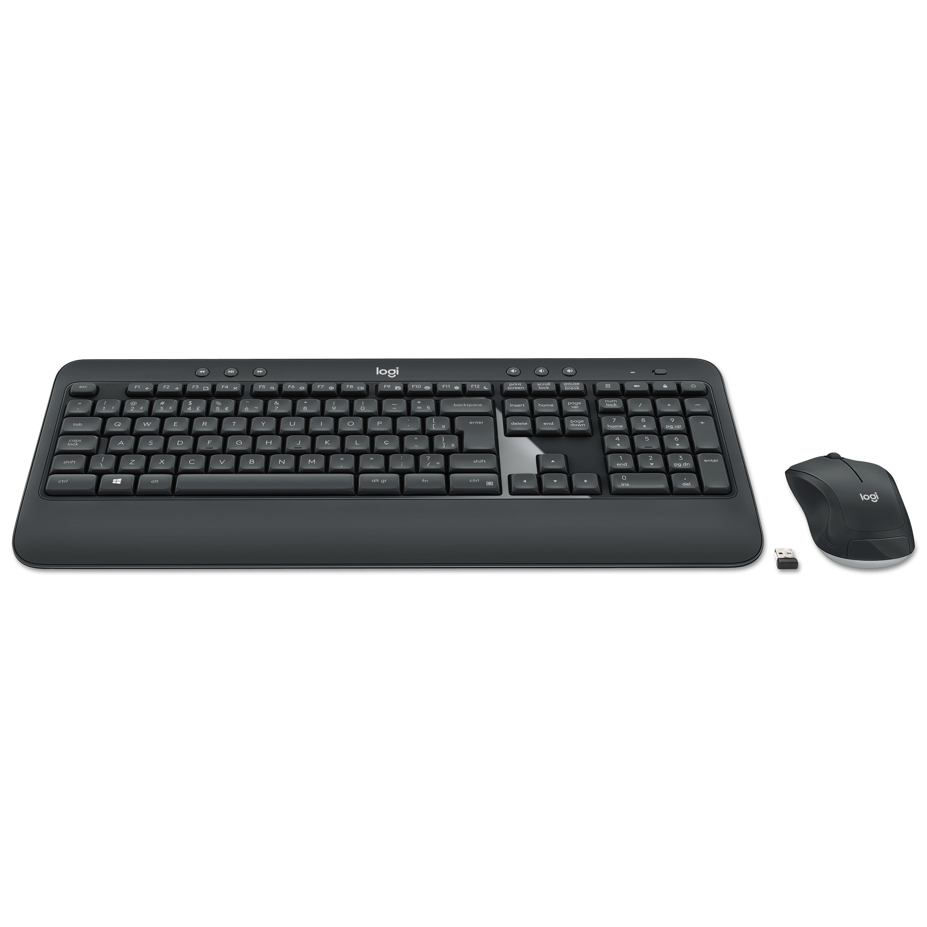 USB Wireless RF Keyboard - Black - USB Wireless RF Mouse - Optical - 1000 dpi - Scroll Wheel - QWERTY - Black - Media Player, Calculator, On/Off Switch, Battery Hot Key(s) - Symmetrical - AA - Compatible with Desktop Computer for PC - 1 Each