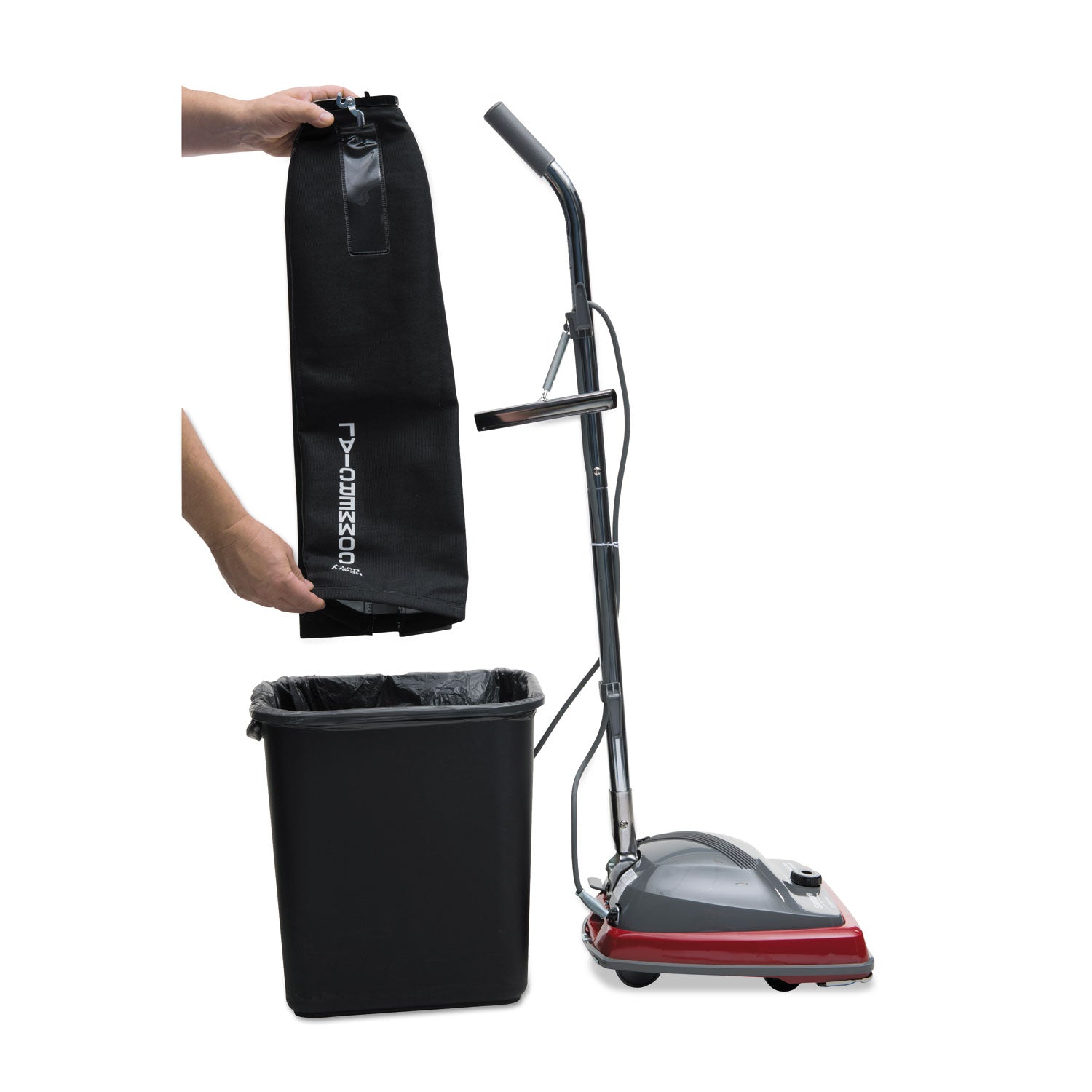 TRADITION Upright Vacuum SC679K, 12" Cleaning Path, Gray/Red/Black