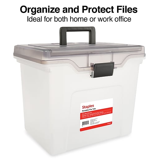 Staples - File Box File Portable Tote, Letter Size - Clear