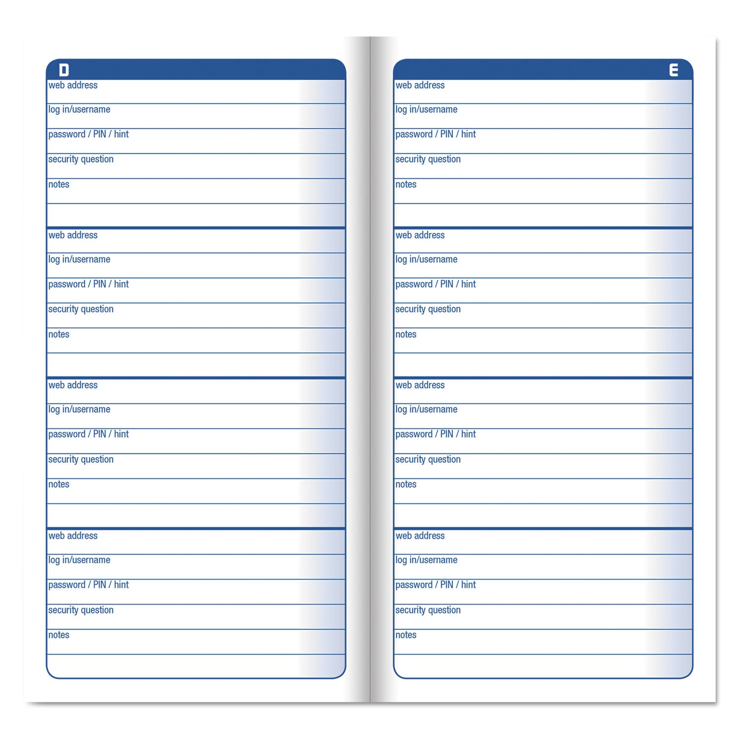 Password Journal, One-Part (No Copies), 3 x 1.5, 4 Forms/Sheet, 192 Forms Total