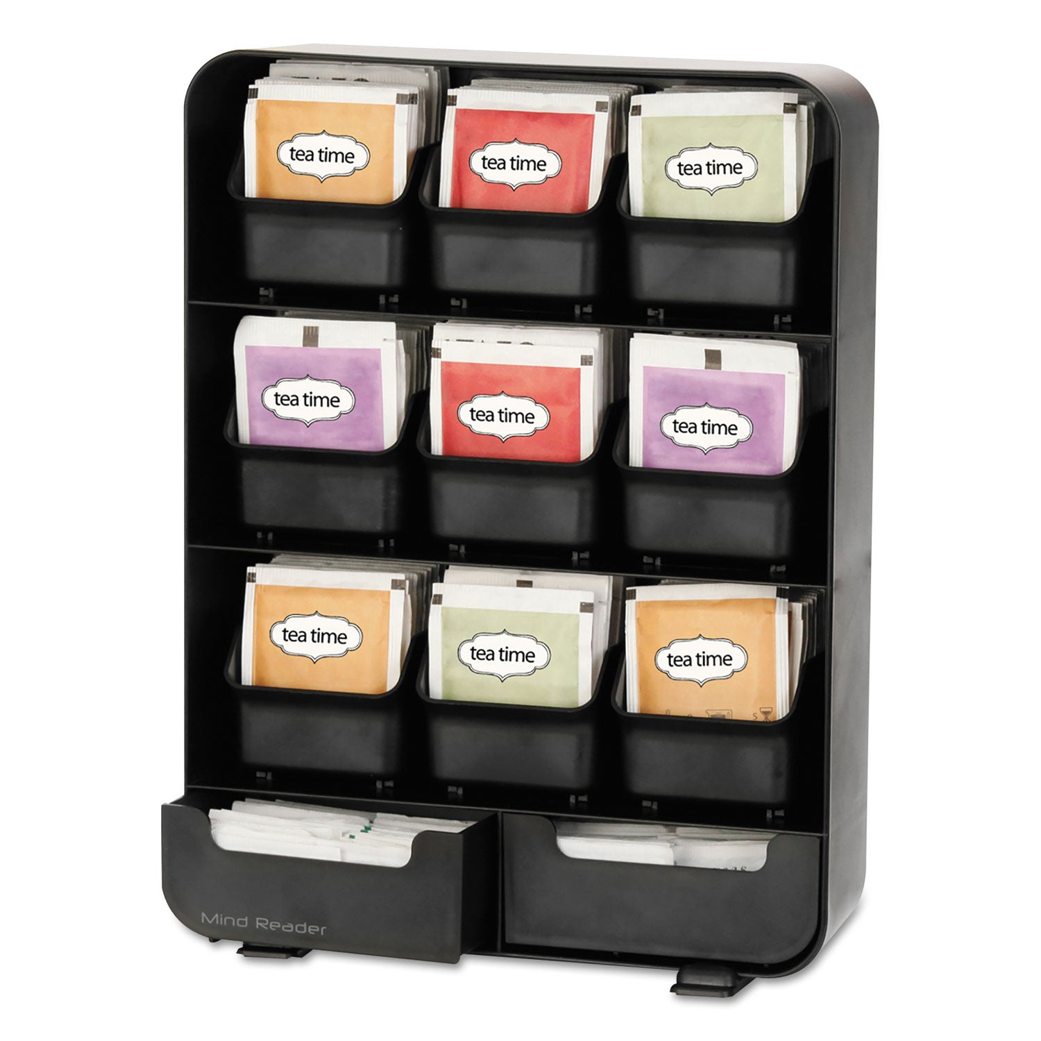 135 x Tea Bag - 9 Drawer(s) - Black - Plastic, Rubber - 1 Each