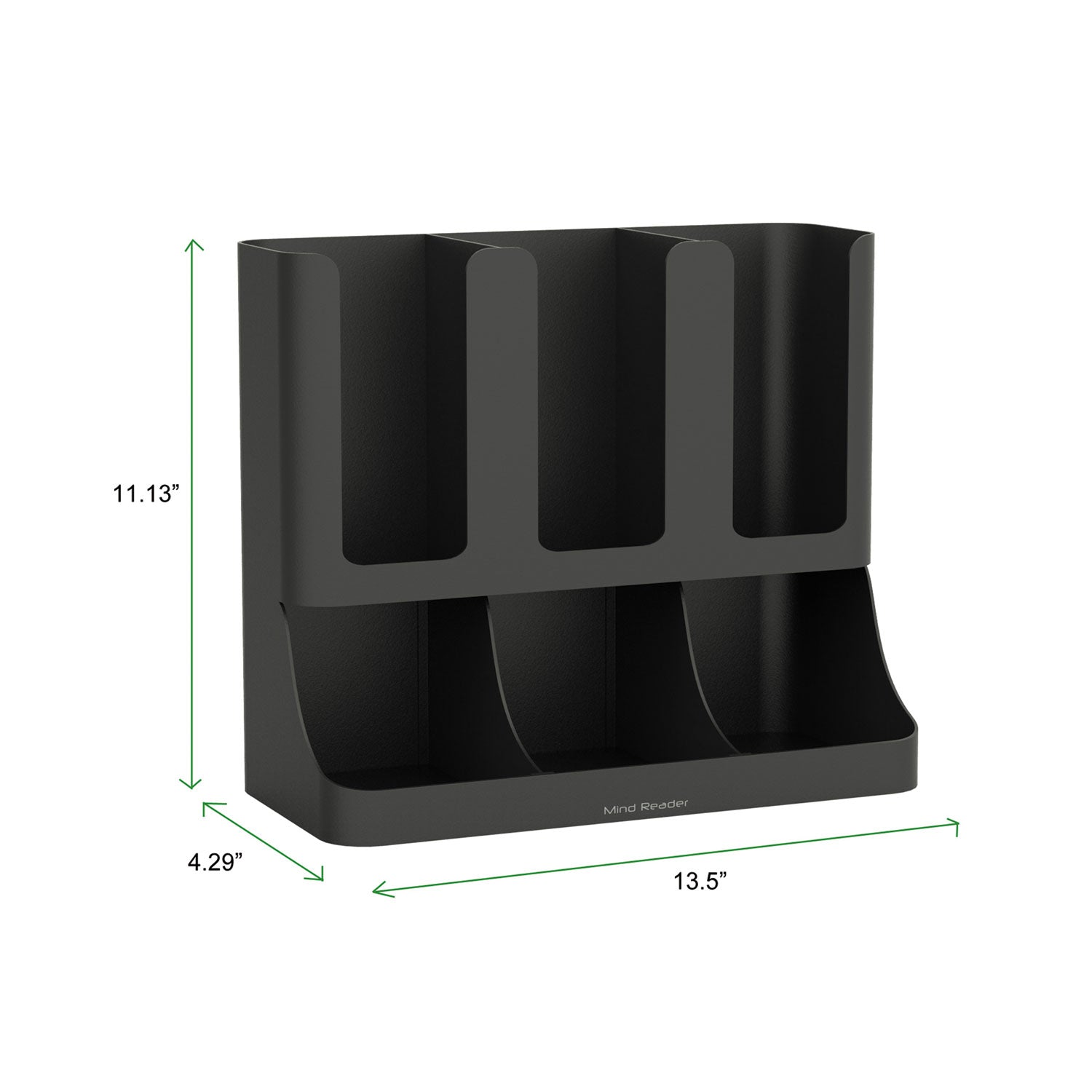 6 Compartment(s) - 15" Height x 11.50" Width x 6.50" Length - Black - Plastic - 1 Each