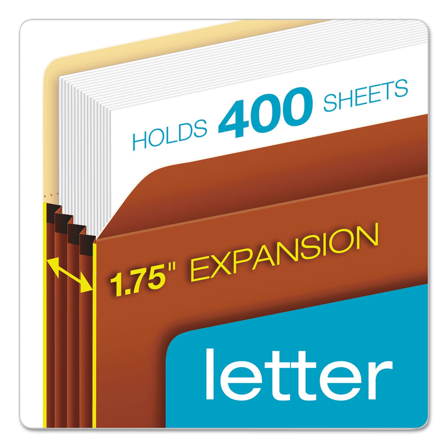 Pendaflex Letter Recycled Expanding File - 8 1/2" x 11" - 1 3/4" Expansion - Manila, Tyvek, Red Fiber - Tyvek Gusset - 30% Recycled - 25 / Box