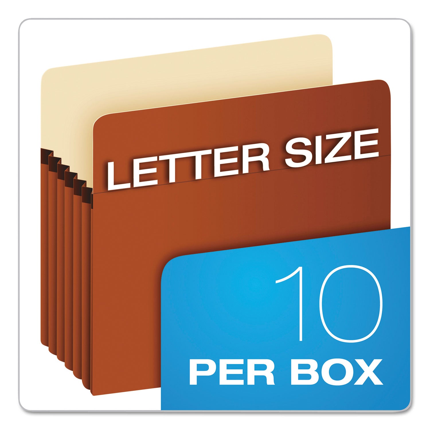 Pendaflex Letter Recycled Expanding File - 8 1/2" x 11" - 5 1/4" Expansion - Manila, Tyvek, Red Fiber - Tyvek Gusset, Reinforced Gusset - 30% Recycled - 10 / Box