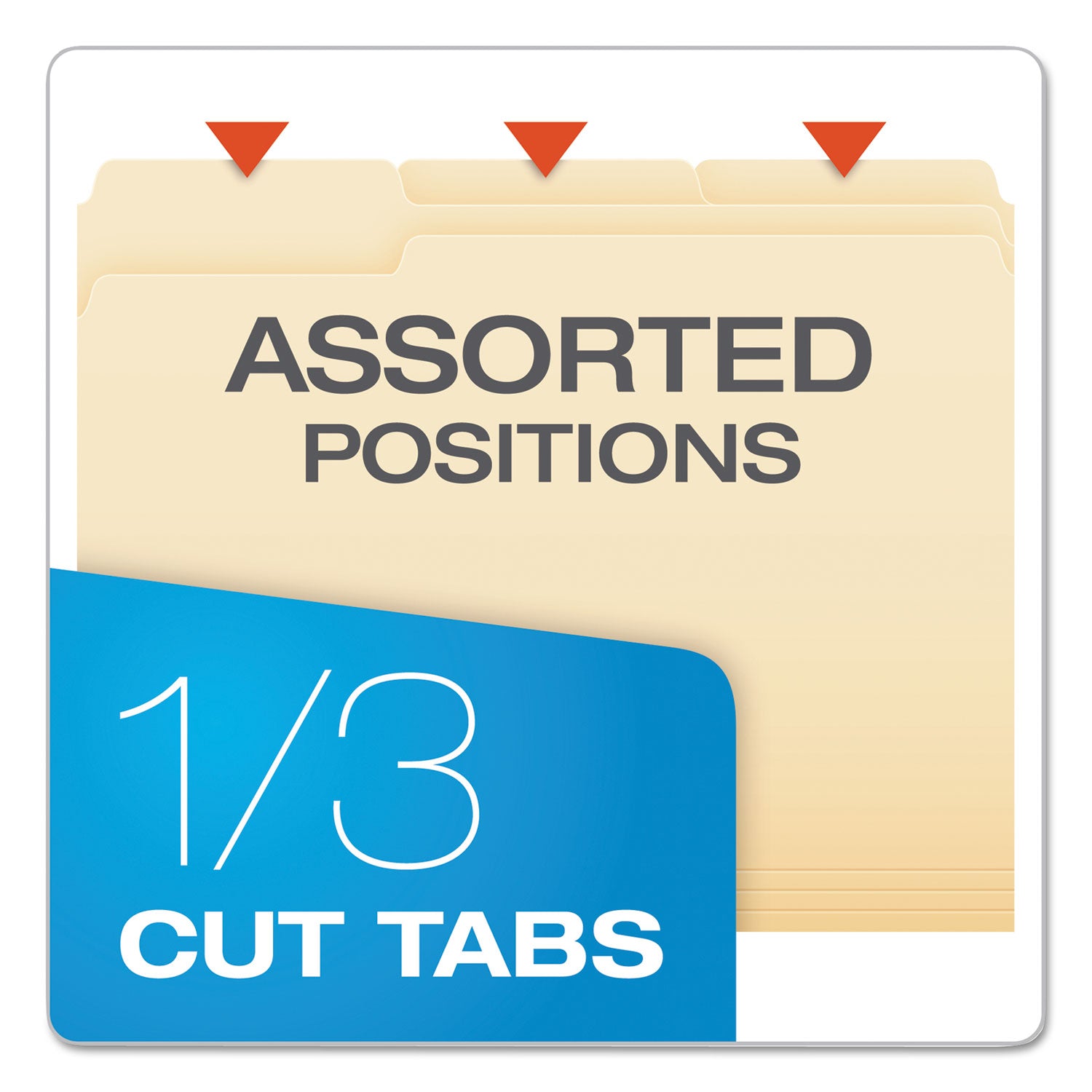 Pendaflex 1/3 Tab Cut Letter Recycled Top Tab File Folder - 8 1/2" x 11" - Top Tab Location - Assorted Tab Position - 11 pt. - Manila - Acid-free - 10% Recycled - 100 / Box