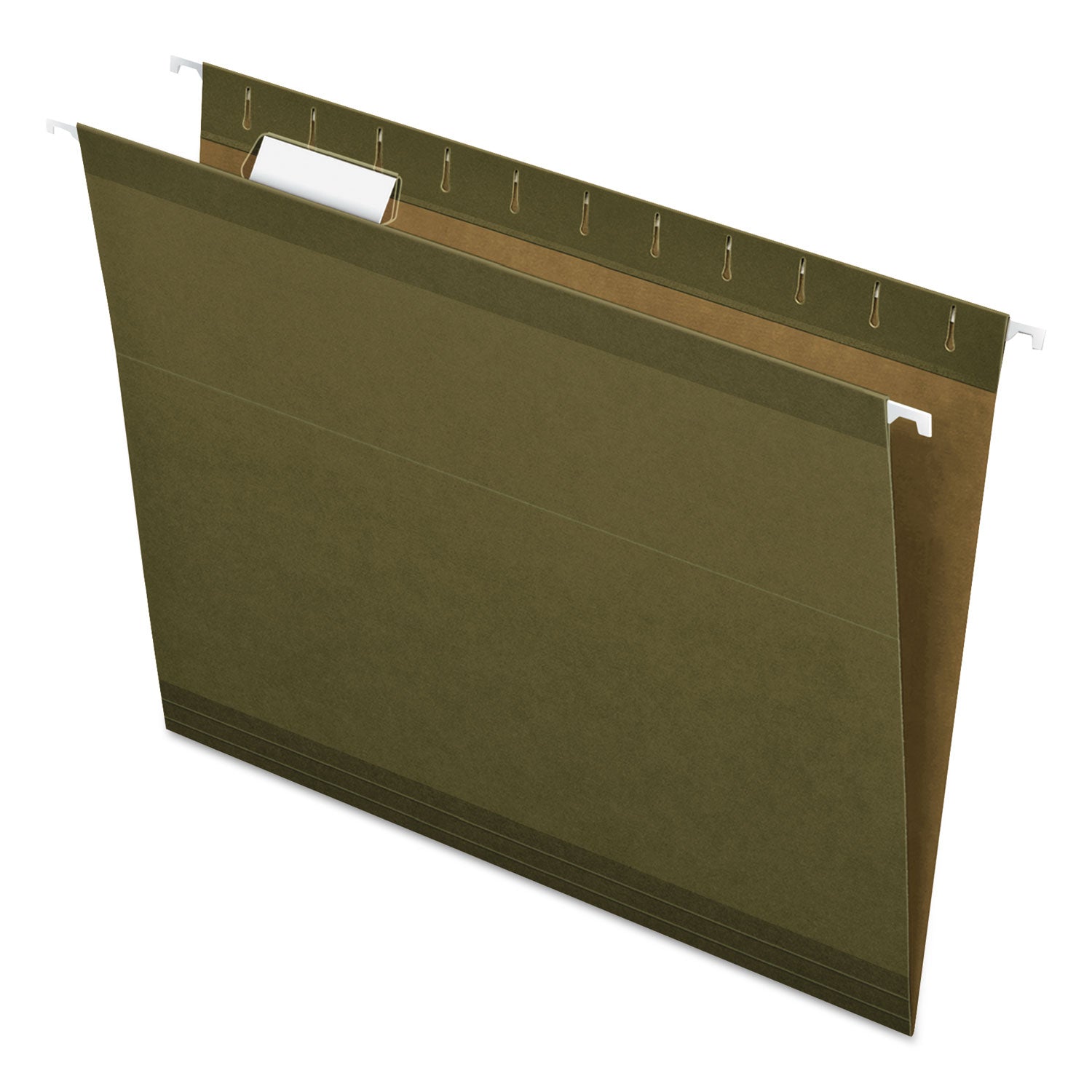 Pendaflex 1/5 Tab Cut Letter Recycled Hanging Folder - 8 1/2" x 11" - Internal Pocket(s) - Standard Green - Reinforced - 10% Recycled - 25 / Box