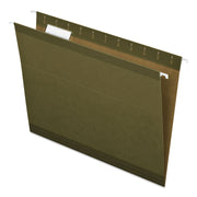 Pendaflex 1/5 Tab Cut Letter Recycled Hanging Folder - 8 1/2" x 11" - Internal Pocket(s) - Standard Green - Reinforced - 10% Recycled - 25 / Box