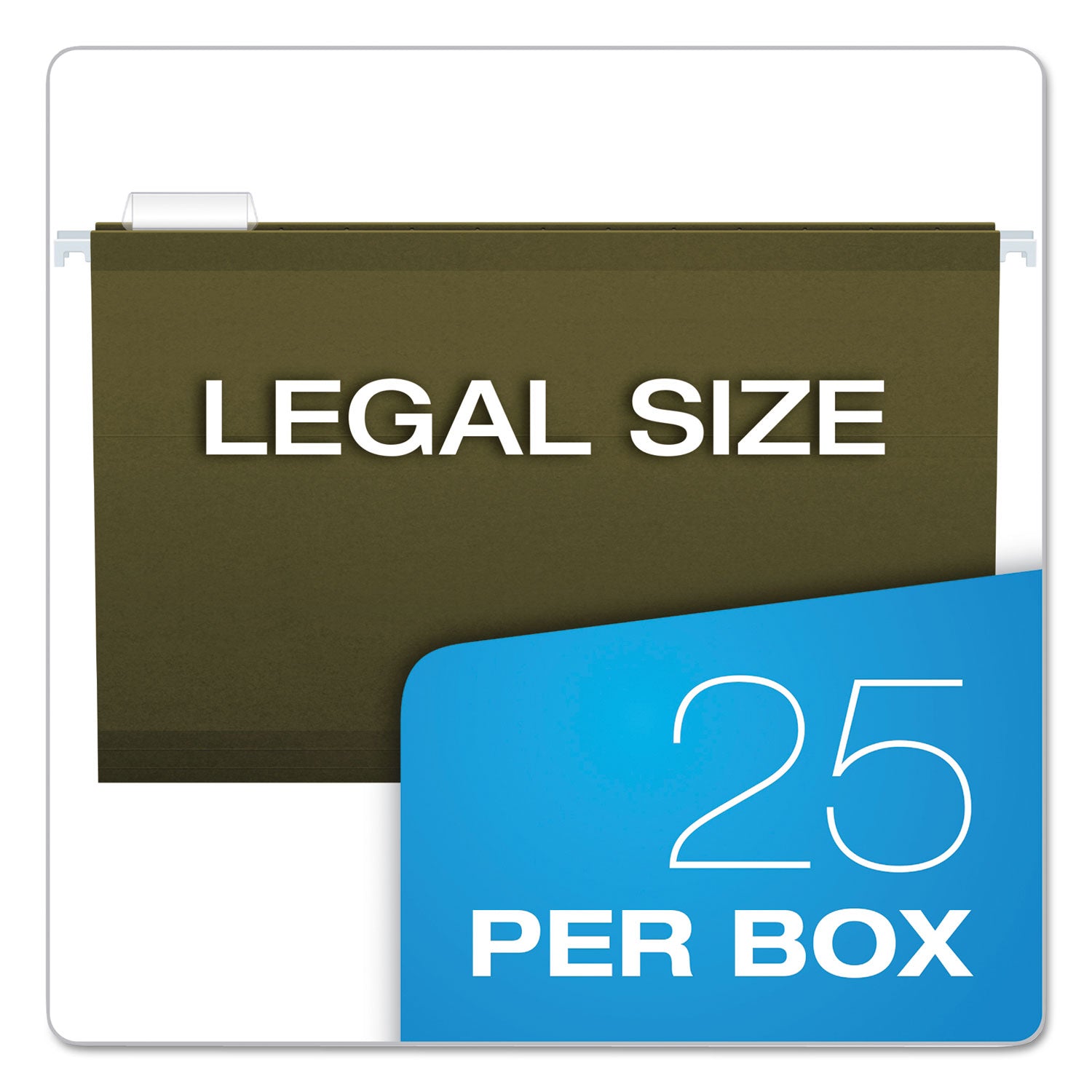 Pendaflex 1/5 Tab Cut Legal Recycled Hanging Folder - 8 1/2" x 14" - Standard Green - Reinforced - 10% Recycled - 25 / Box