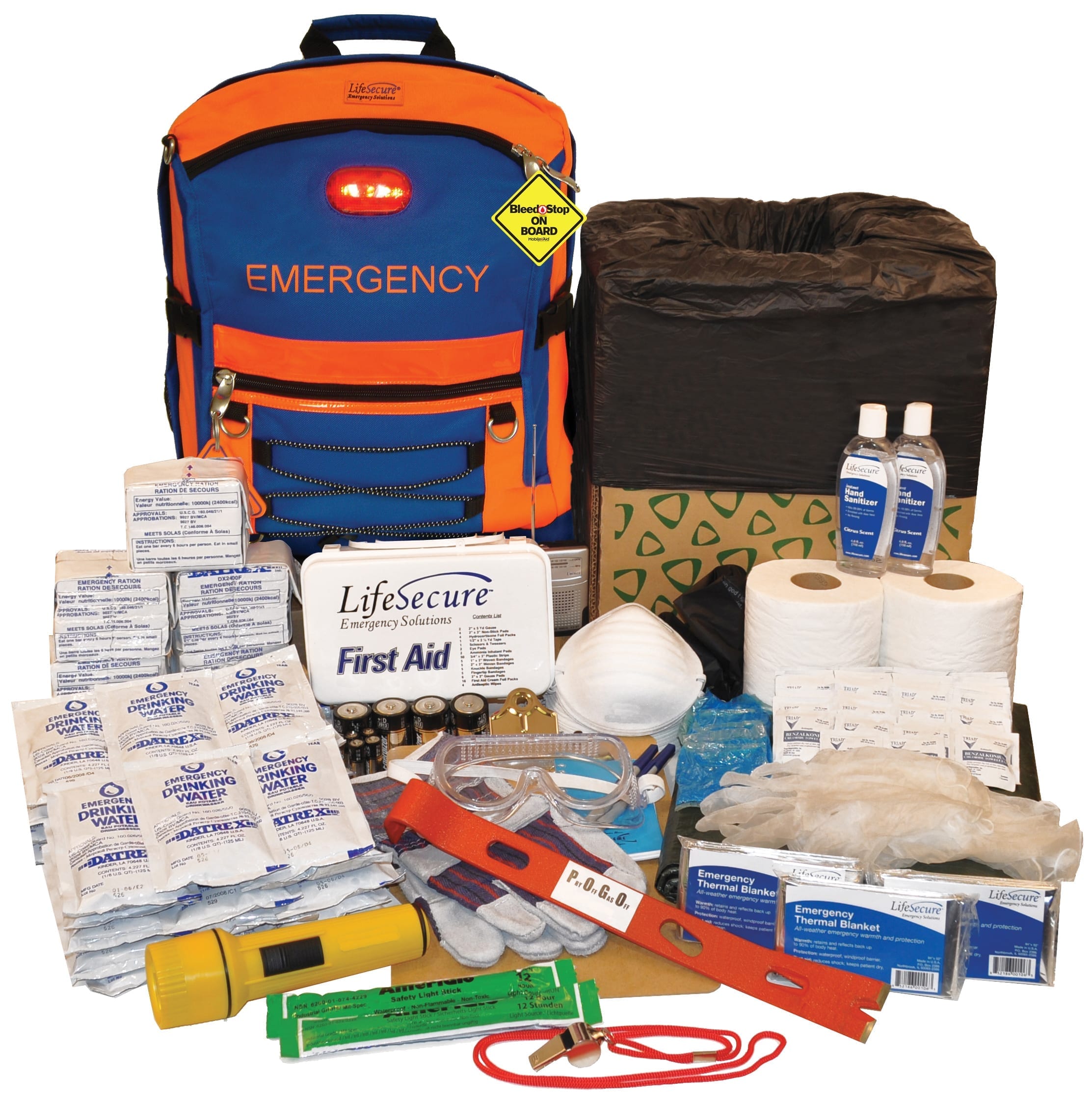 LifeSecure® SchoolGuard™ High-Visibility Classroom Evacuation & Lockdown Kit with BleedStop Compact 200 Bleeding Control Kit
