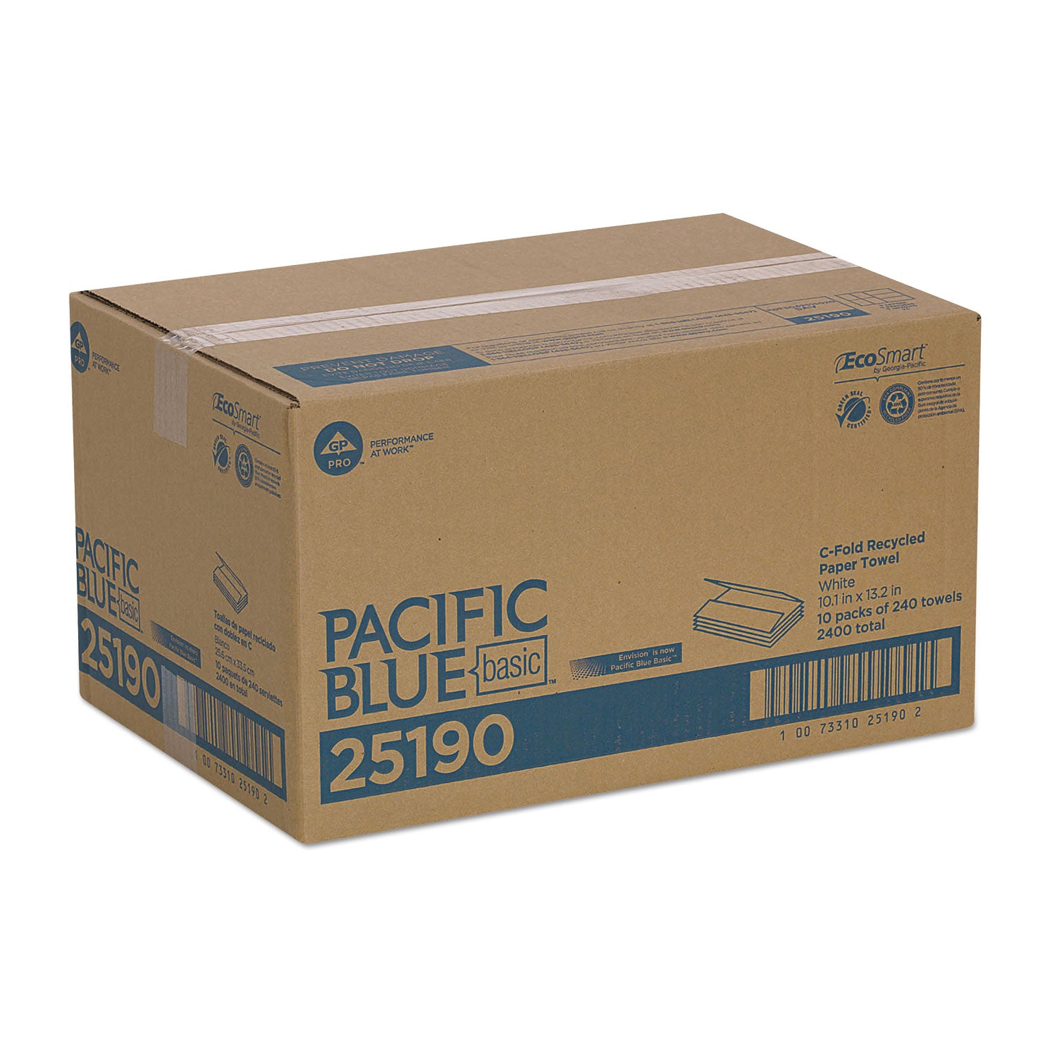 1 Ply - 10.10" Width x 12.70" Length - White - Fiber - 240/Pack - 10 / Carton