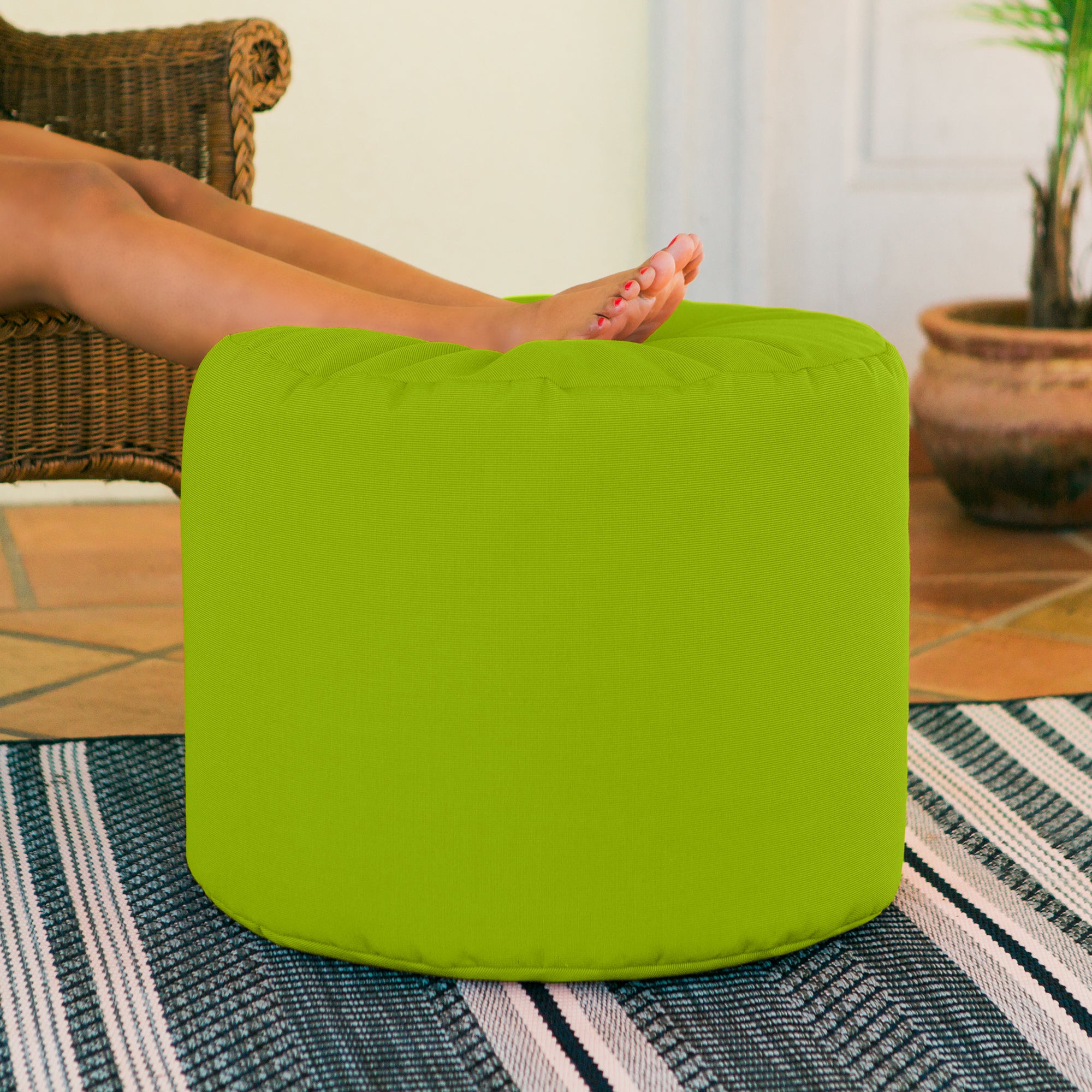 Jaxx Spring Indoor / Outdoor Bean Bag Pouf Ottoman, Lime