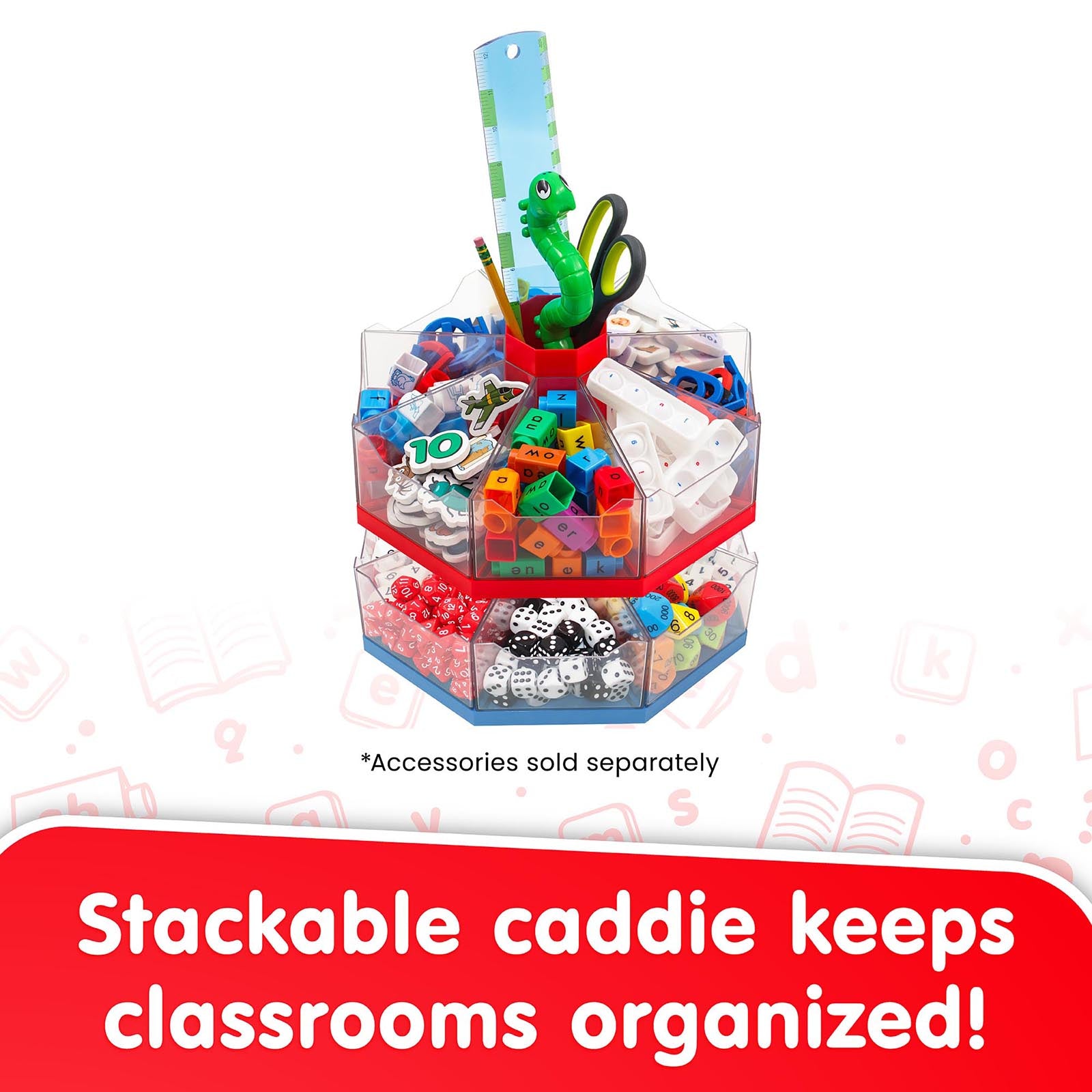 Classroom Caddie Octagonal Storage System, Red