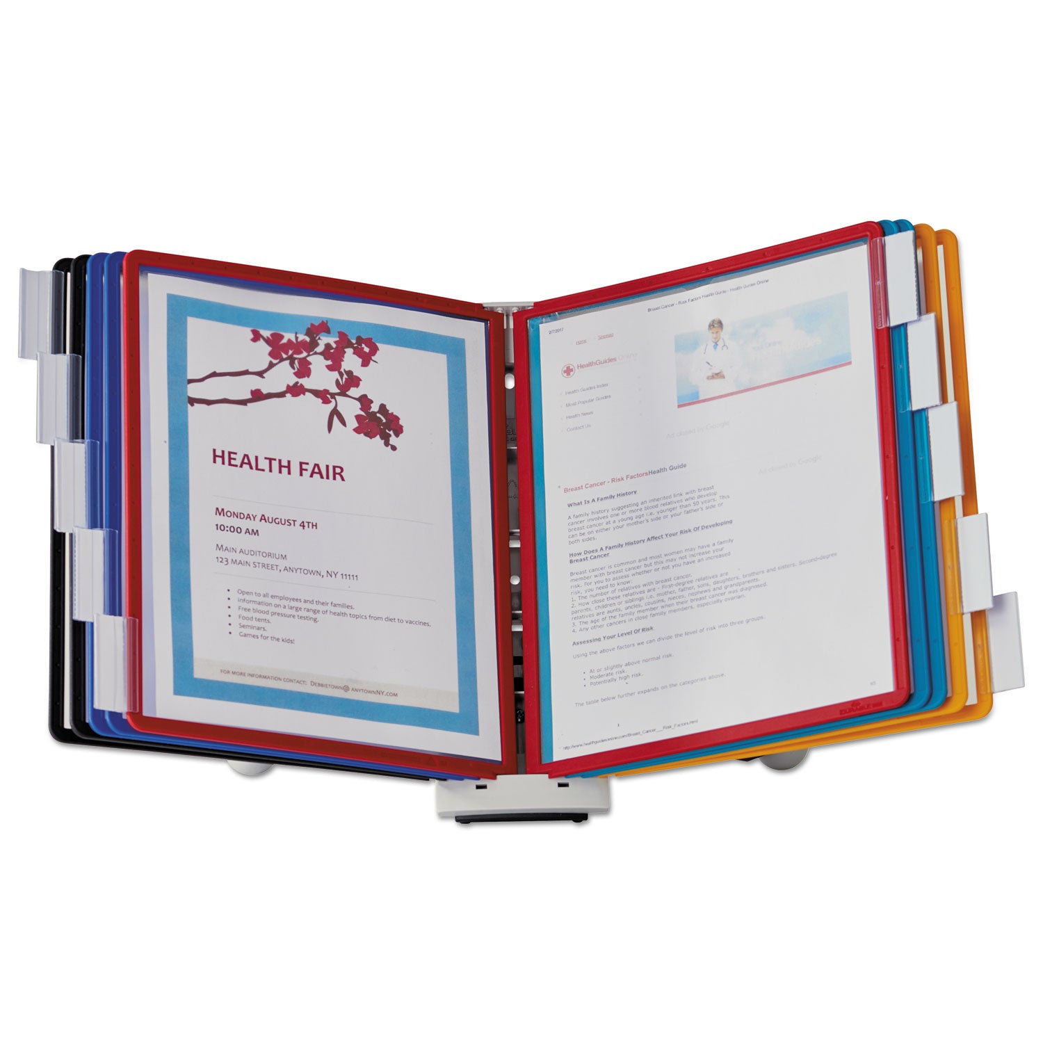 DURABLE Sherpa Desk Reference System - Desktop - 10 Panels - Support Letter 8.50" x 11" Media - Expandable - Assorted - 1 Each