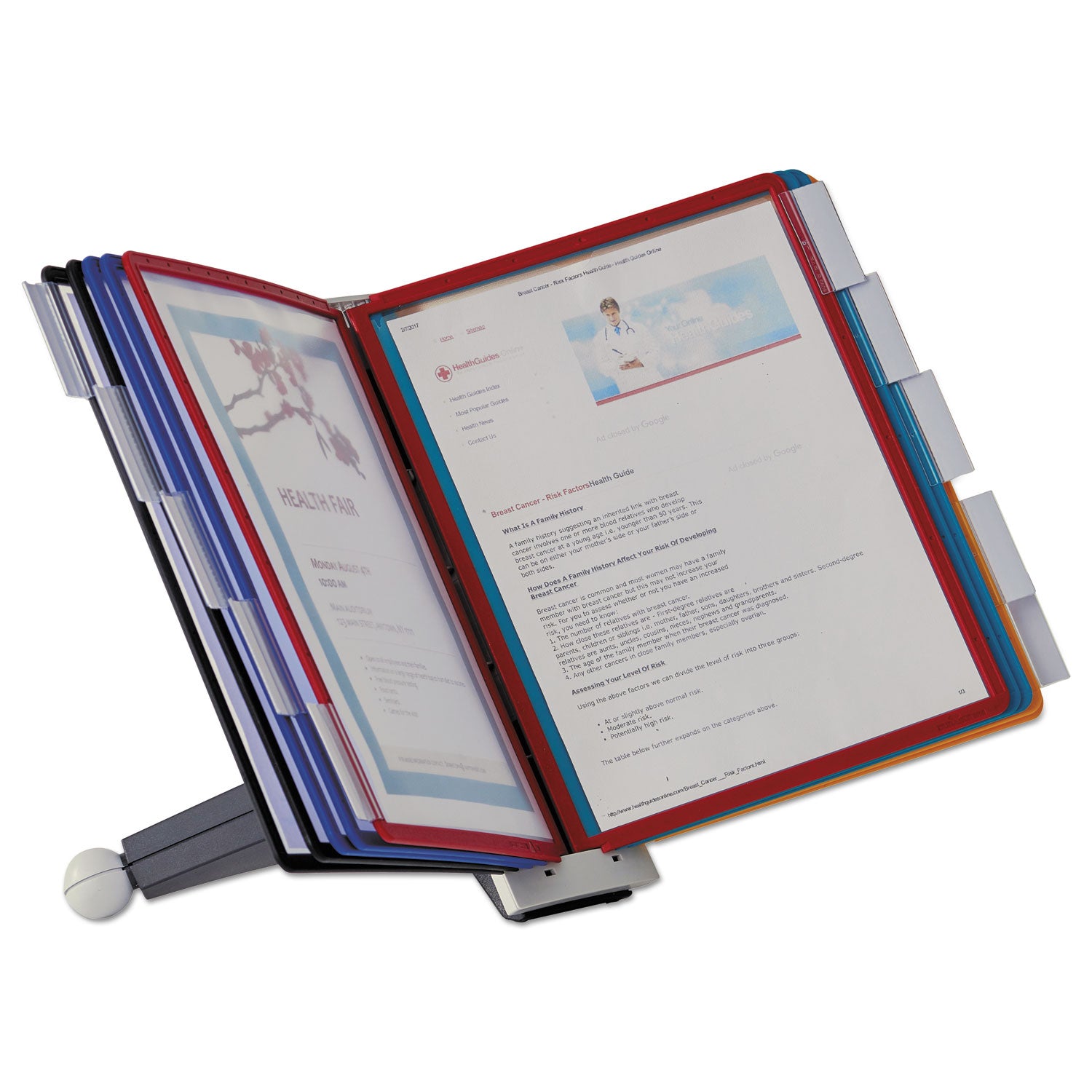 DURABLE Sherpa Desk Reference System - Desktop - 10 Panels - Support Letter 8.50" x 11" Media - Expandable - Assorted - 1 Each