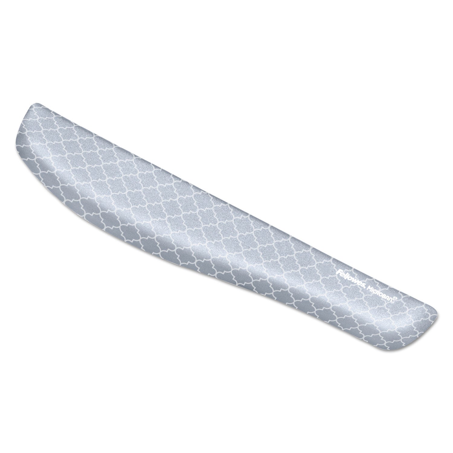 Fellowes PlushTouch Microban Keyboard Wrist Rest, Lattice Design, Gray/White, Foam, 1" x 18.13" x 3.19", Wear & Tear Resistant, Skid Proof, 1 Each
