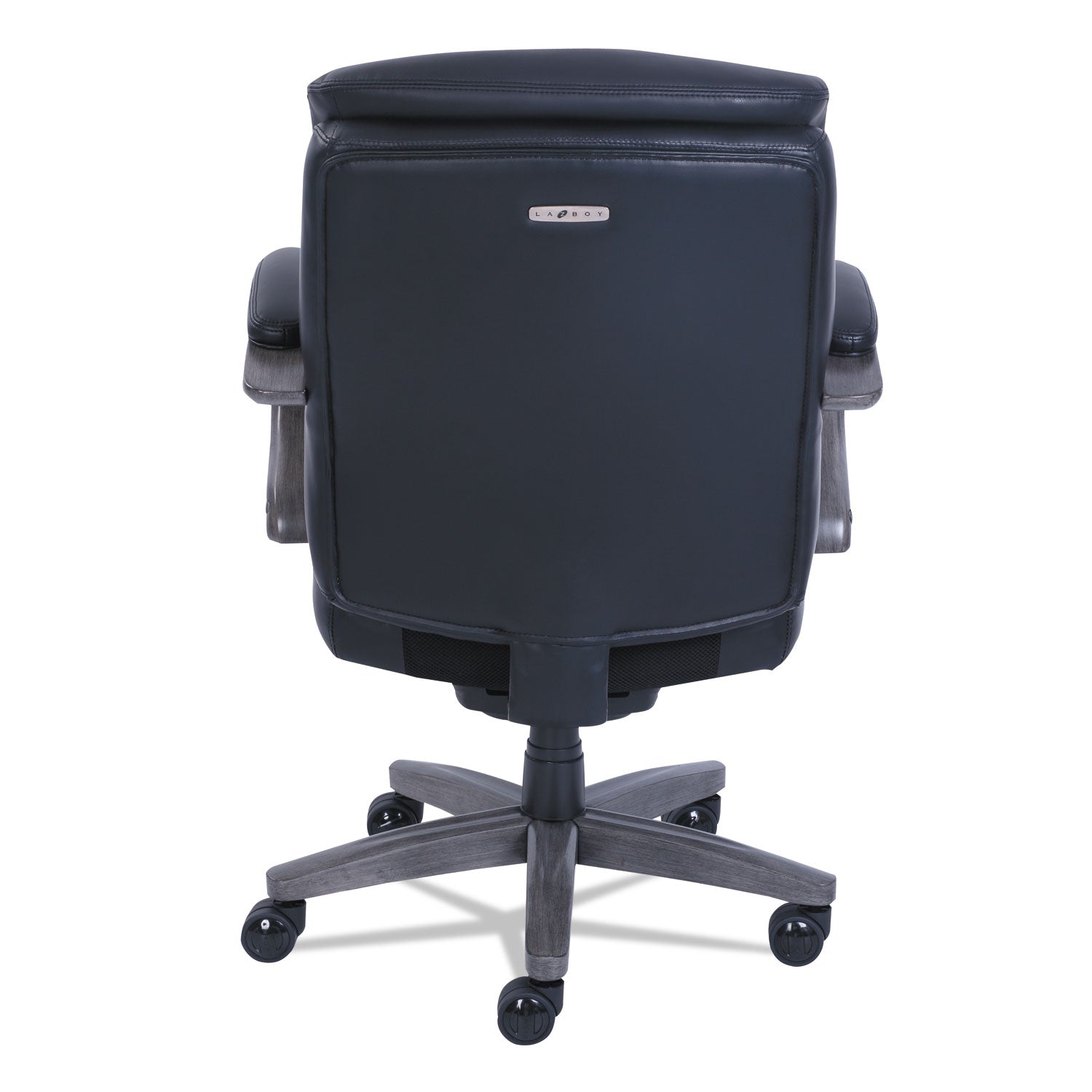 La-Z-Boy ComfortCore Chair, Black, Memory Foam Seat, Bonded Leather, Mid Back, Wood Armrests, 1 Each