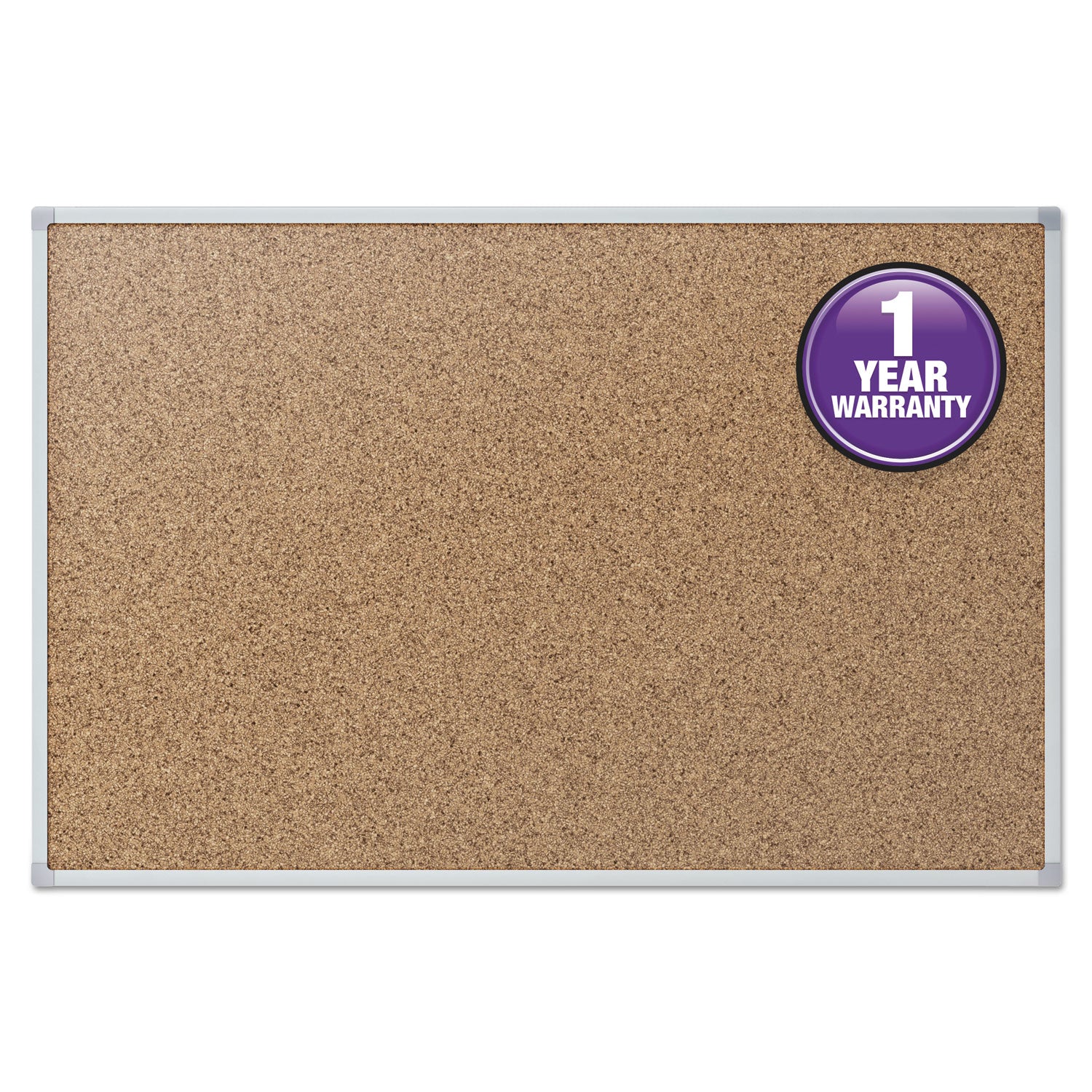 Mead Classic Cork Bulletin Board - 24" Board Height x 18" Board Width - Natural Cork Surface - Self-healing - Silver Aluminum Frame - 1 Each
