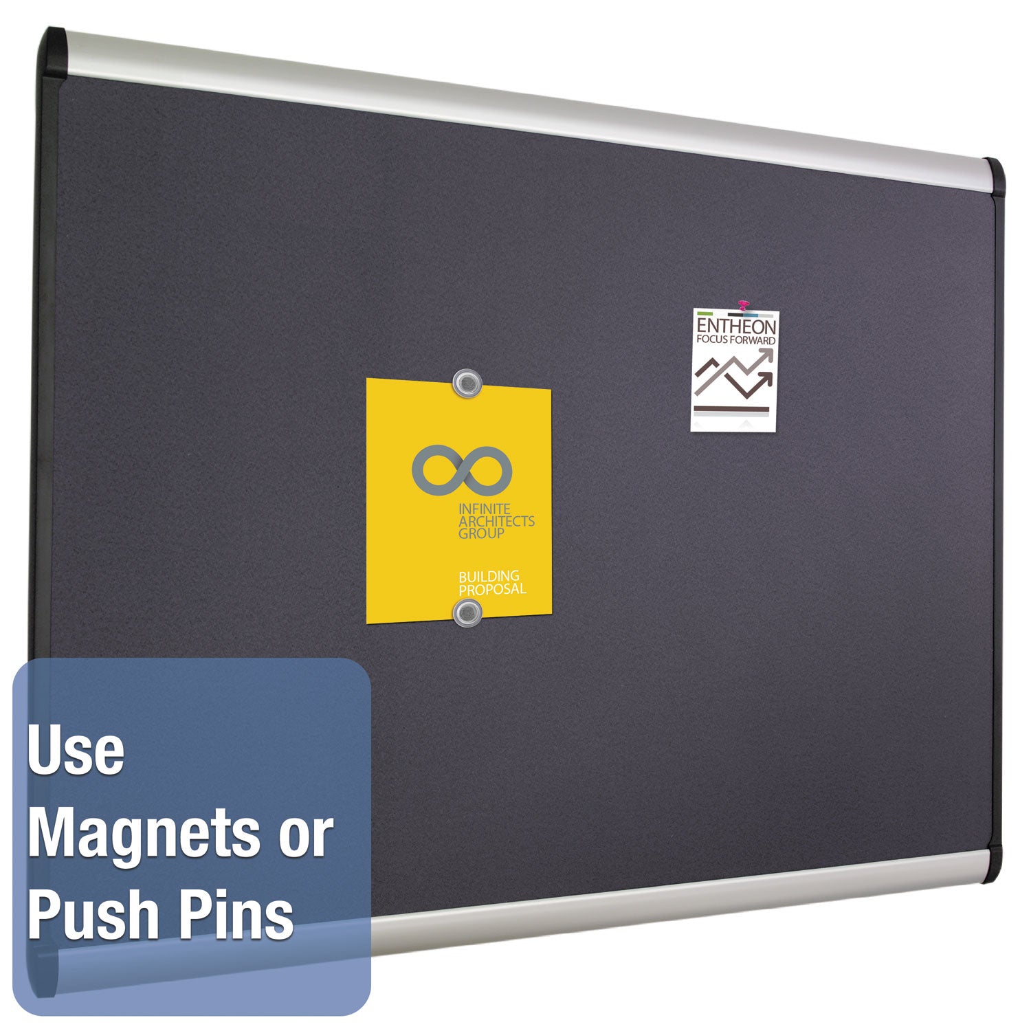 Quartet Prestige Plus Magnetic Bulletin Board - 36" Board Height x 48" Board Width - Gray Fabric Surface - Magnetic, Self-healing, Durable - Silver Aluminum Frame - 1 Each