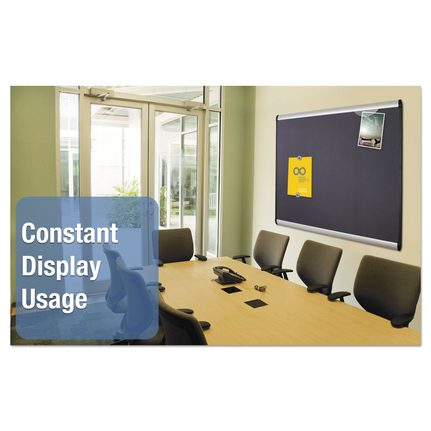 Quartet Prestige Plus Magnetic Bulletin Board - 36" Board Height x 48" Board Width - Gray Fabric Surface - Magnetic, Self-healing, Durable - Silver Aluminum Frame - 1 Each