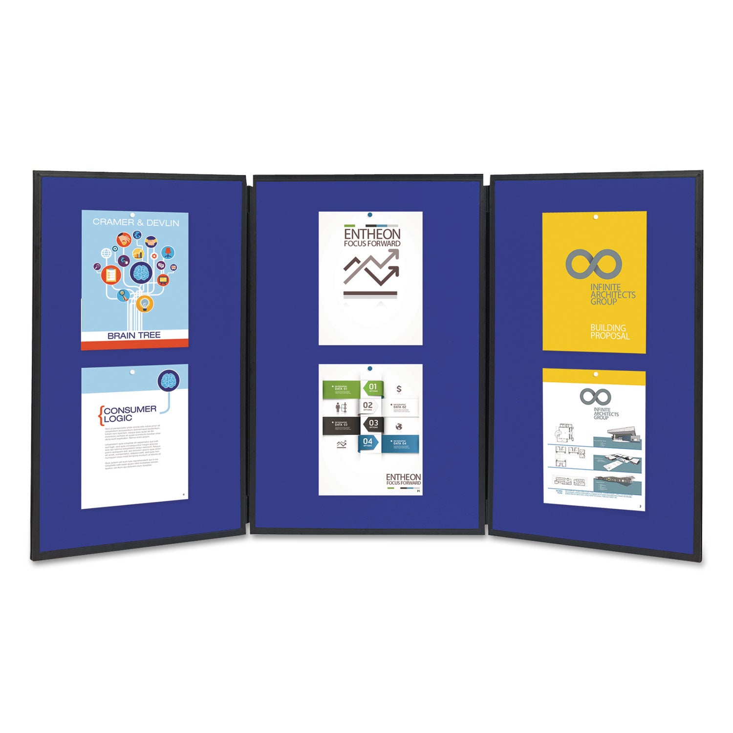 36" Board Height x 72" Board Width - Gray Fabric, Blue Surface - Dual Sided, Lightweight, Resilient, Durable, Tackable - 3 - 1 Each