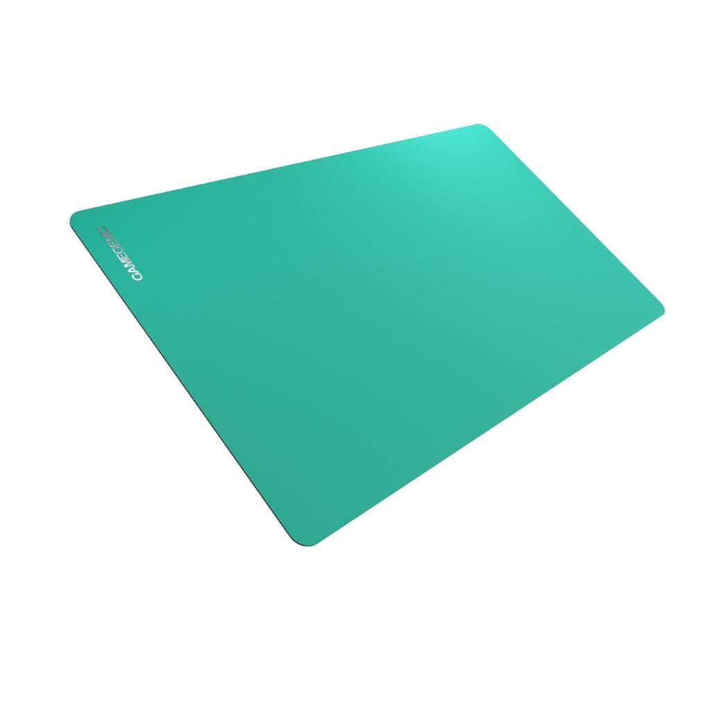 Gamegenic Prime Playmat – Petrol Color, 61 x 35 cm Soft Cushioned Natural Rubber Playmat with Anti-Slip Back & Silver Foil Logo, Premium Surface for Card Games, Dice, and Desk Protection