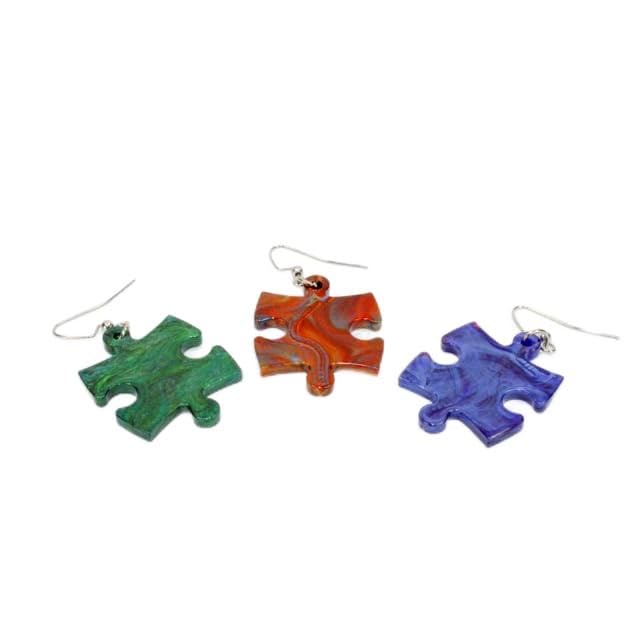 Chessex 54010 Scarab Puzzle Piece Earrings, Assorted Colors (Pair)