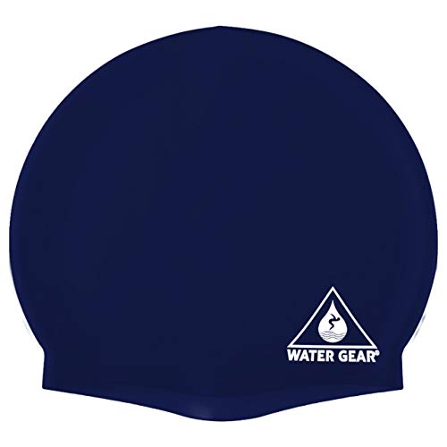 Water Gear Silicone Adult Swim Cap - Flexible Unisex Waterproof - Great for Short and Long Hair - Improve Your Performance - Women Men and Teens -Tria