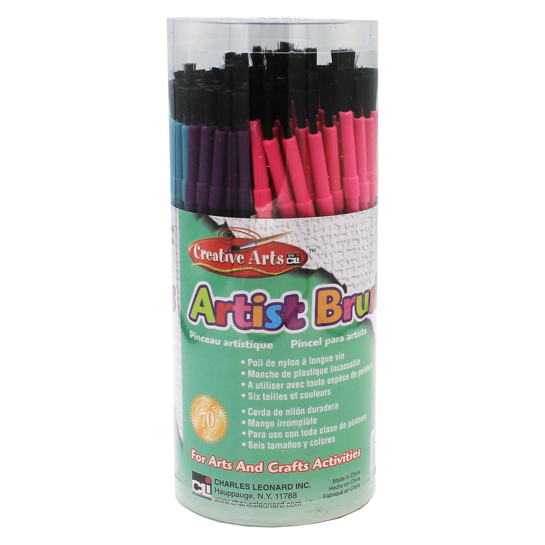 Creative Arts™ Plastic Artist Brushes, Assorted Colors, 144 Per Tub