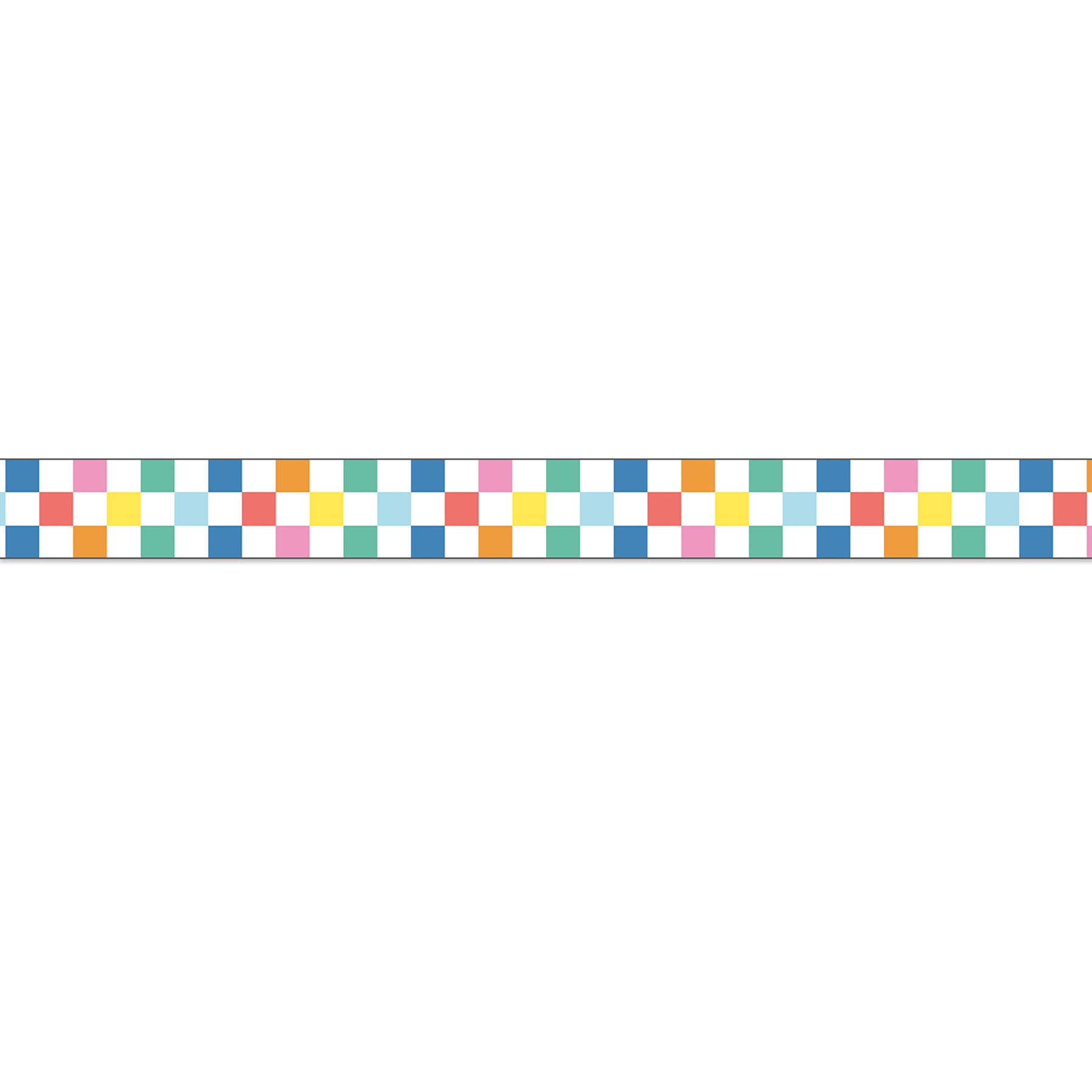 We Stick Together Checkered Rainbow Straight Bulletin Board Borders, 36 Feet