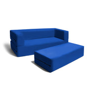Jaxx Zipline Kids Sofa & Large Ottoman, 3 in 1 Fold Out Sofa, Big Kids Edition, Blueberry