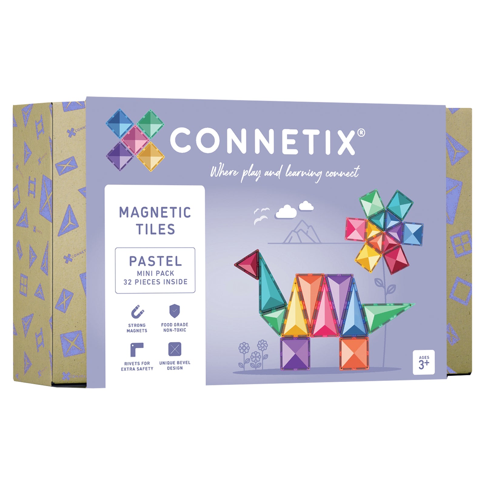 Magnetic Tiles Pastel Mini Pack, 32 Pieces