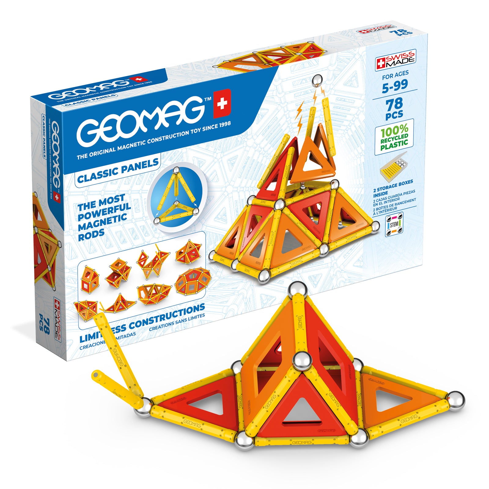 Geomag™ Classic Panels Recycled 78 - 78-Piece Classic Magnetic Construction Set