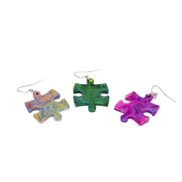 Chessex 54013 Festive Puzzle Piece Earrings, Assorted Colors (Pair)