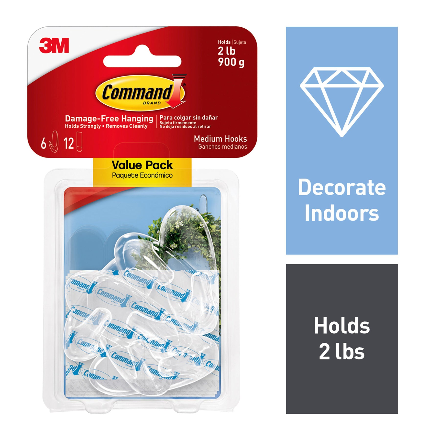 Command™ Clear Medium Hooks Value Pack, 6 Count