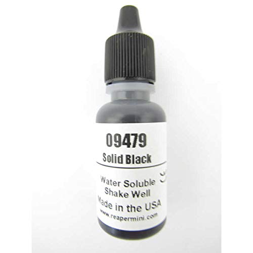 Reaper Solid Black Acrylic Master Series Hobby Paint .5oz Dropper Bottle Miniatures