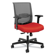 HON Convergence Synchro Tilt Task Chair - Black Back Color - Mesh Back Material - 5-star Base - Red - Armrest - 1 Each