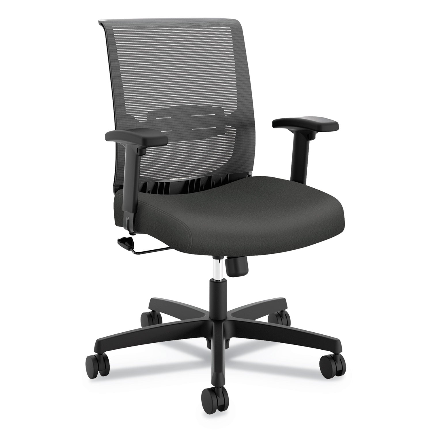 HON Convergence Chair, Iron Ore Fabric Seat, Black Mesh Back, Adjustable Arms, 5-Star Base, 1 Each