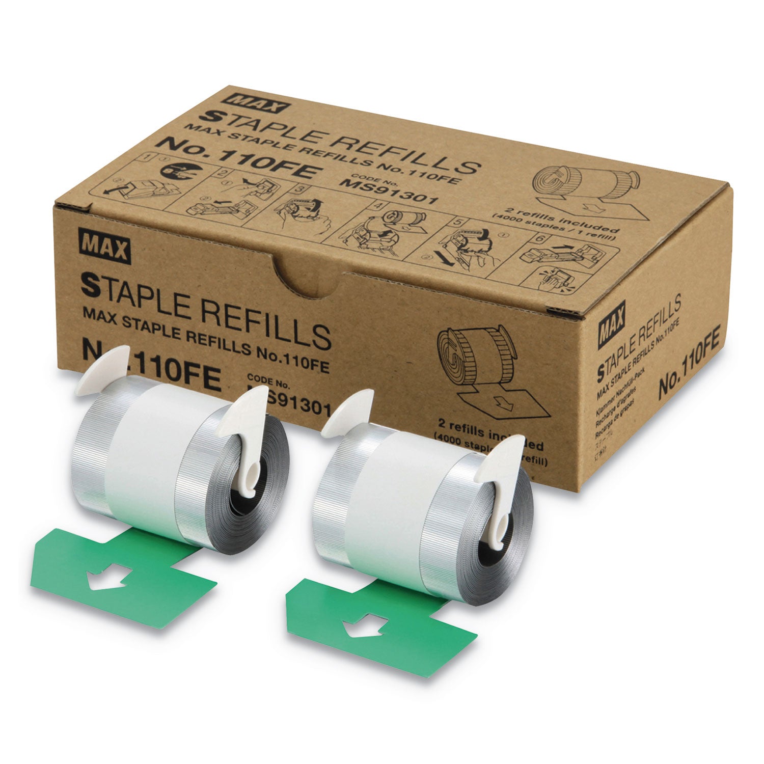 9/16" Leg - Holds 100 Sheet(s) - for Paper - Silver - 4000 Per Cartridge - 1 Box