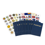 12 Passport Books+1 Set Flags and 1 Set Seals - 6 Sheets 108 Stickers
