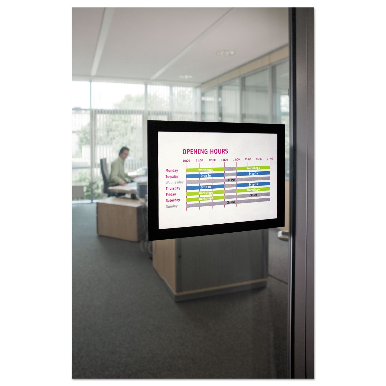 DURABLE Duraframe Half Letter, 8.50" x 5.50", Rectangle, Horizontal/Vertical, Self-adhesive, Magnetic, Dual-sided, Sturdy, Black, 2/Pack