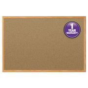 Mead Classic Cork Bulletin Board - 48" Board Height x 36" Board Width - Natural Cork Surface - Self-healing - Oak Aluminum Frame - 1 Each