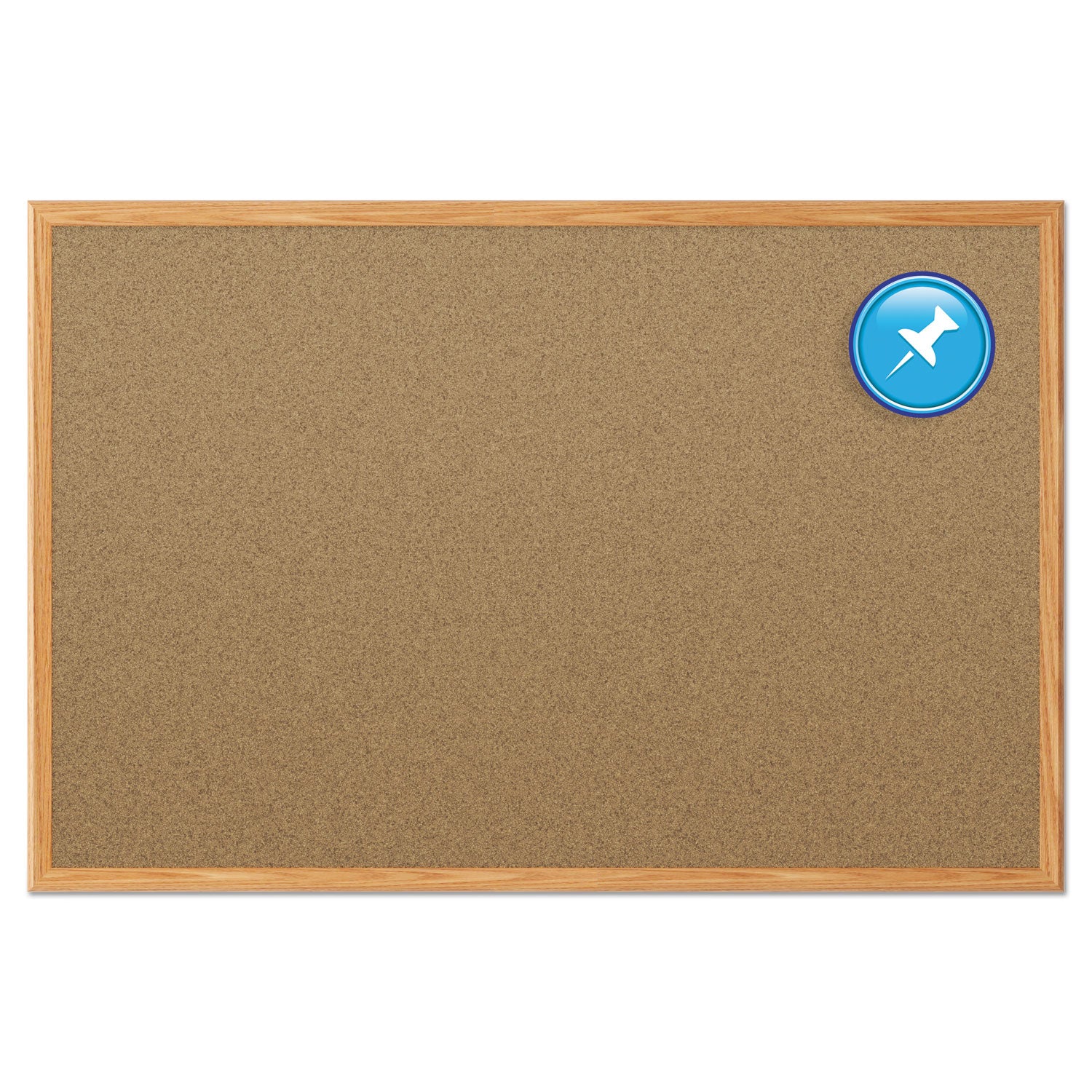 Mead Classic Cork Bulletin Board - 48" Board Height x 36" Board Width - Natural Cork Surface - Self-healing - Oak Aluminum Frame - 1 Each