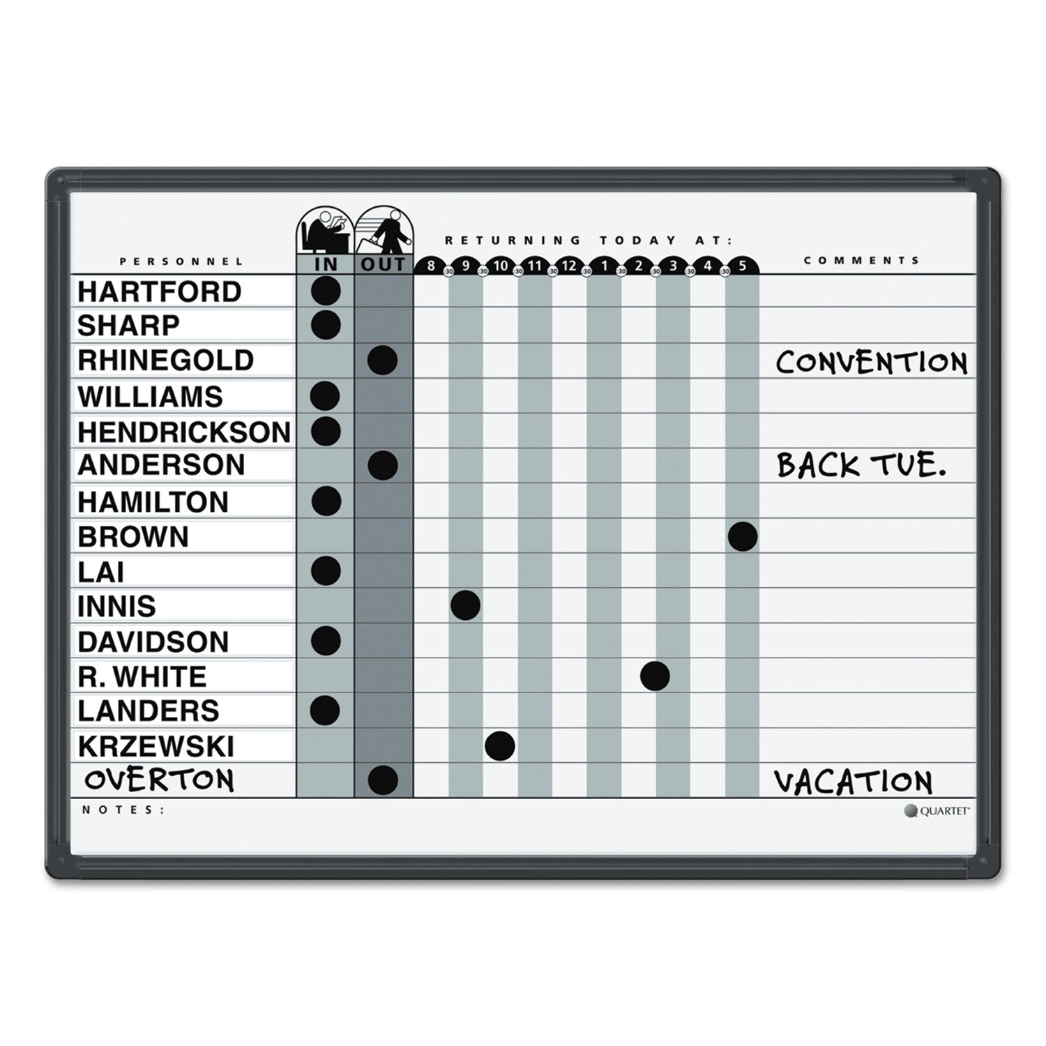 Quartet Classic In/Out Board System - 18" Board Height x 24" Board Width - Gray Porcelain Surface - Black Aluminum Frame - 1 Each