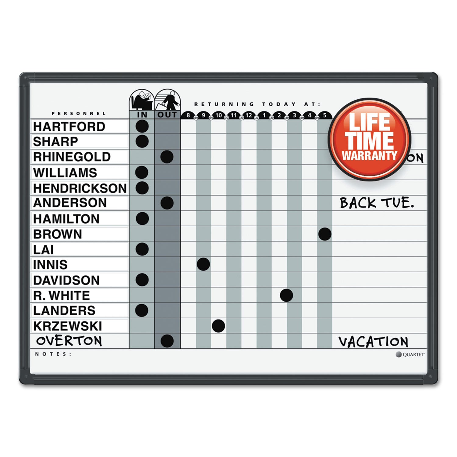 Quartet Classic In/Out Board System - 18" Board Height x 24" Board Width - Gray Porcelain Surface - Black Aluminum Frame - 1 Each