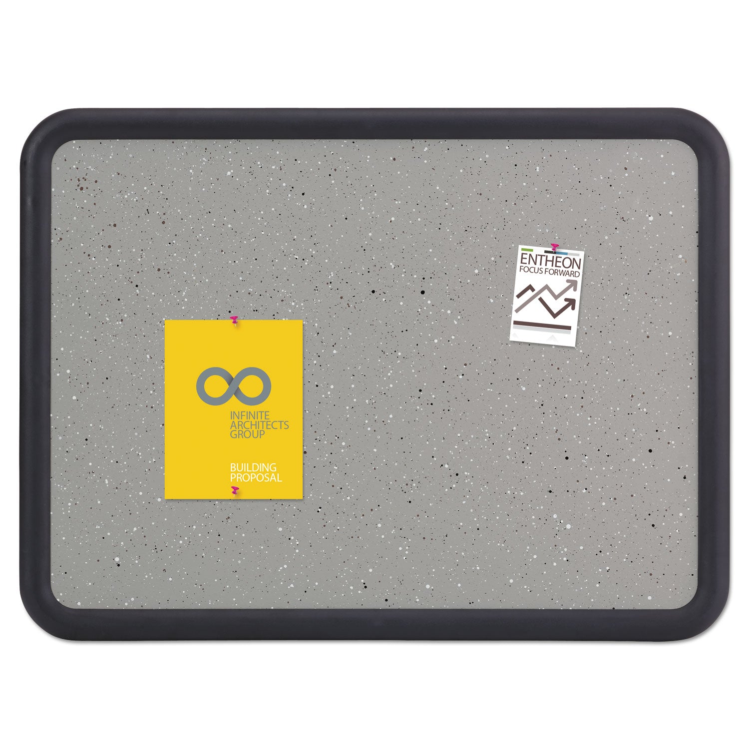 Quartet Contour Bulletin Board - 36" Board Height x 48" Board Width - Faux Granite Surface - Self-healing, Durable - Black Frame - 1 Each