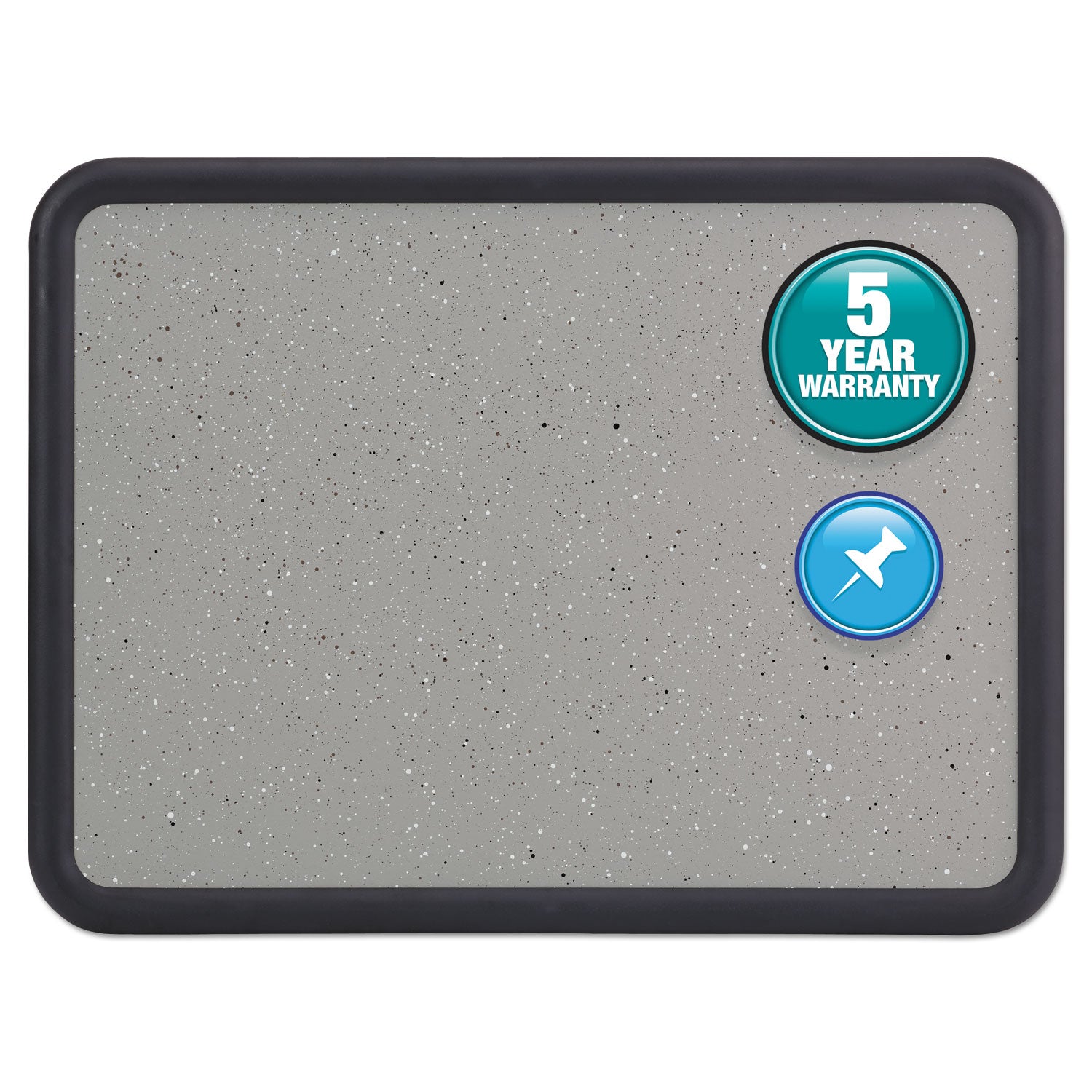 Quartet Contour Bulletin Board - 24" Board Height x 36" Board Width - Faux Granite Surface - Self-healing, Durable - Black Frame - 1 Each